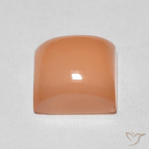 Pierre de lune Pêche Orange naturelle Carré, 1.78 ct, Translucide
