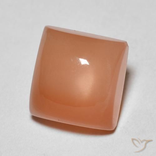 Pierre de lune Orange cantaloup naturelle Carré, 2.17 ct, Translucide