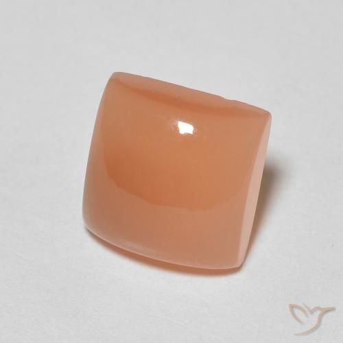 Pierre de lune Pêche Orange naturelle Carré, 1.87 ct, Translucide