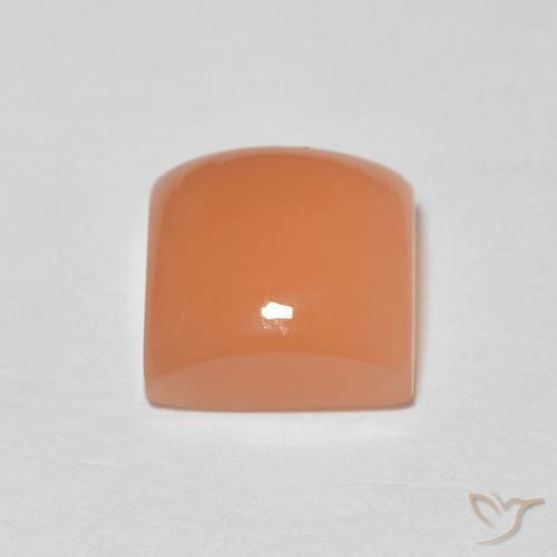 Pierre de lune Pêche Orange naturelle Carré, 1.87 ct, Translucide