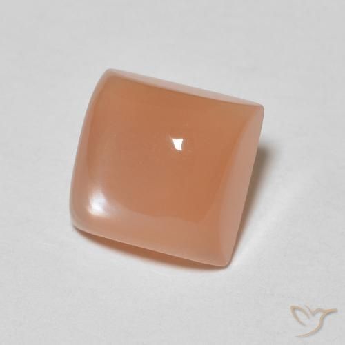 Pierre de lune Orange cantaloup naturelle Carré, 1.98 ct, Translucide