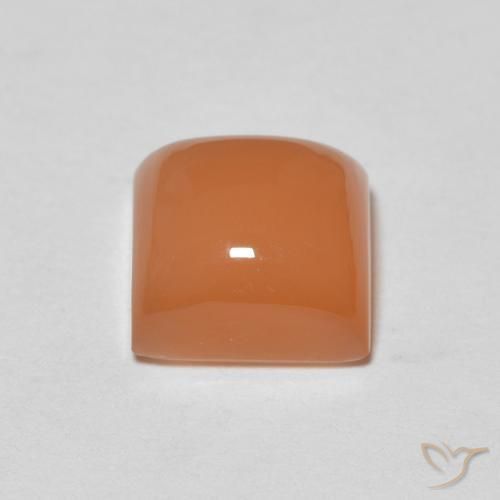 Pierre de lune Orange cantaloup naturelle Carré, 2.11 ct, Translucide