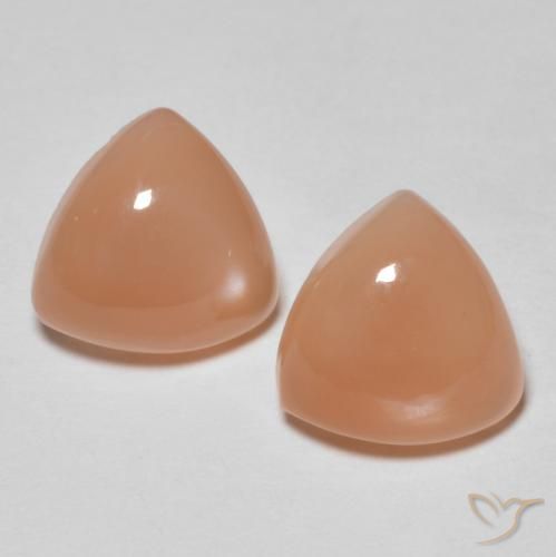 3.17ctw Naturel Orange cantaloup Pierre de lune, Trillion, Translucide