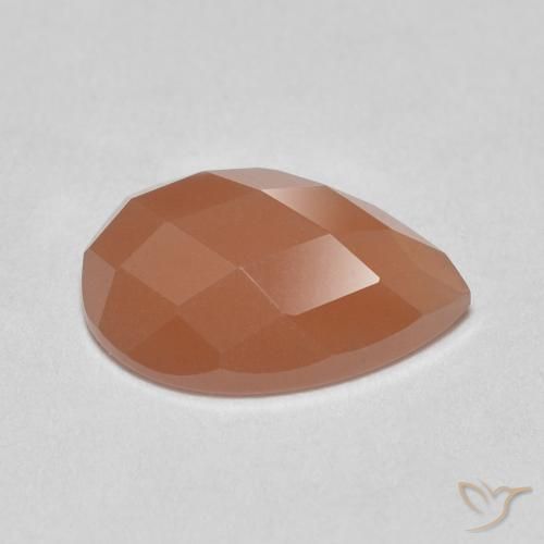 Pierre de lune Pêche Orange naturelle En forme de poire, 1.11 ct, Translucide