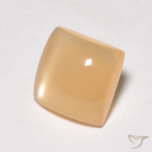 Pierre de lune Orange cantaloup naturelle Carré, 1.03 ct, Translucide