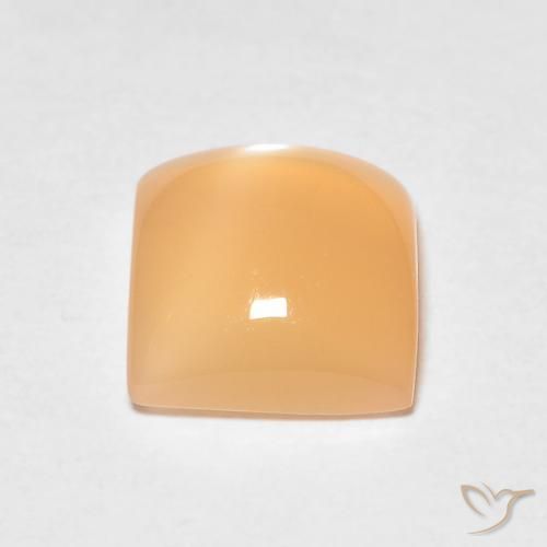 Pierre de lune Orange cantaloup naturelle Carré, 1.03 ct, Translucide