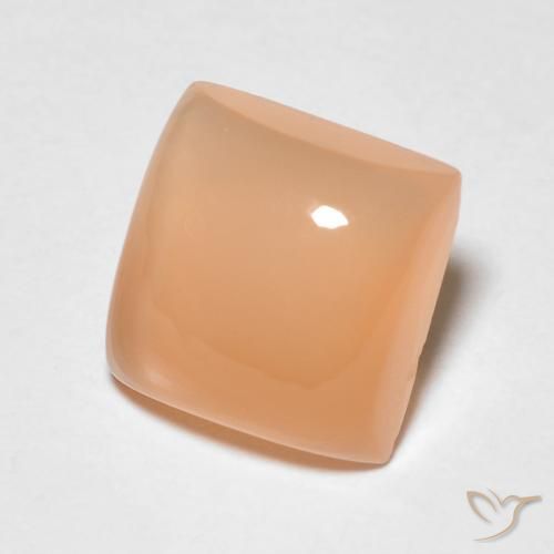 Pierre de lune Pêche Orange naturelle Carré, 1.86 ct, Translucide