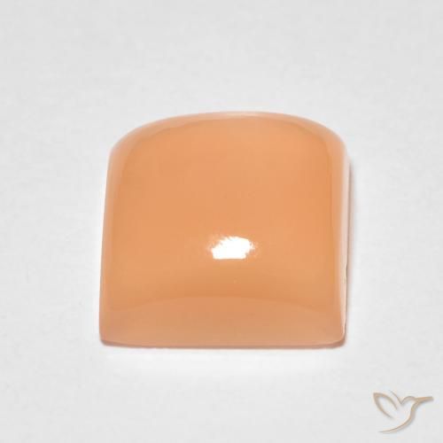 Pierre de lune Pêche Orange naturelle Carré, 1.86 ct, Translucide