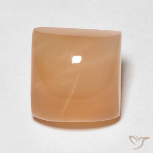 Pierre de lune Orange cantaloup naturelle Carré, 2.56 ct, Translucide