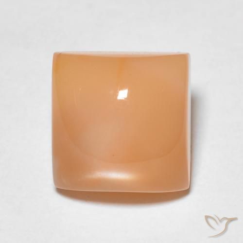 Pierre de lune Pêche Orange naturelle Carré, 2.28 ct, Translucide