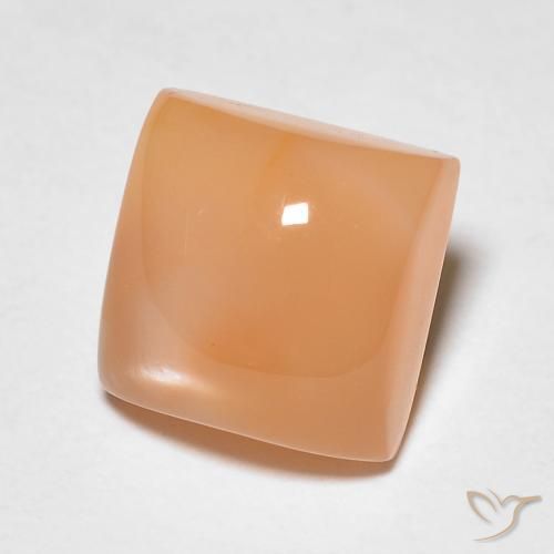 Pierre de lune Pêche Orange naturelle Carré, 2.28 ct, Translucide