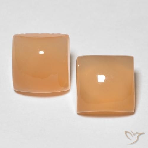 3.93ctw Naturel Pêche Orange Pierre de lune, Carré, Translucide