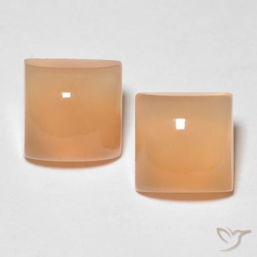 3.84ctw Naturel Pêche Orange Pierre de lune, Carré, Translucide