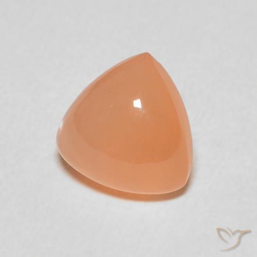 Pierre de lune Pêche Orange naturelle Trillion, 1.77 ct, Translucide