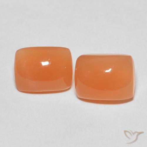 4.85ctw Naturel Orange rougeâtre Pierre de lune, Coussin, Translucide