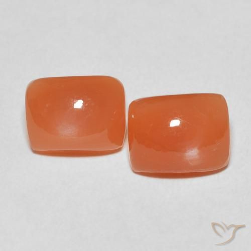 4.87ctw Naturel Orange abricot chaud Pierre de lune, Coussin, Translucide