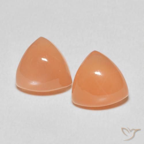 3.93ctw Naturel Medium Light-Orange Pierre de lune, Trillion, Translucide