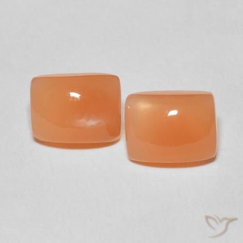 4.81ctw Naturel Orange rougeâtre Pierre de lune, Coussin, Translucide