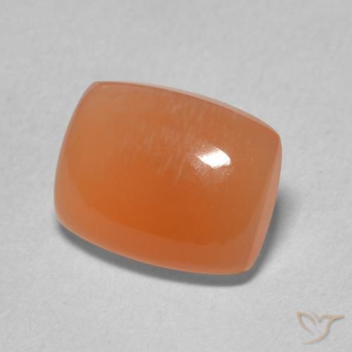 Pierre de lune Orange rougeâtre naturelle Coussin, 2.11 ct, Translucide