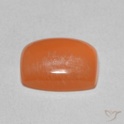 Pierre de lune Orange rougeâtre naturelle Coussin, 2.11 ct, Translucide