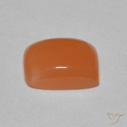 Pierre de lune Orange rougeâtre naturelle Coussin, 2.07 ct, Translucide