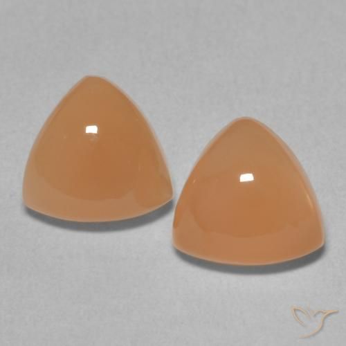 3.56ctw Naturel Orange moyen Pierre de lune, Trillion, Translucide