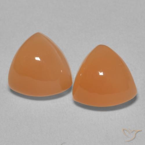 3.80ctw Naturel Orange rougeâtre Pierre de lune, Trillion, Translucide