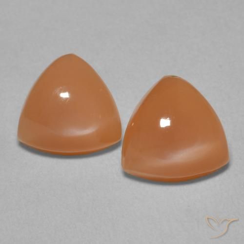 3.60ctw Naturel Orange abricot chaud Pierre de lune, Trillion, Translucide