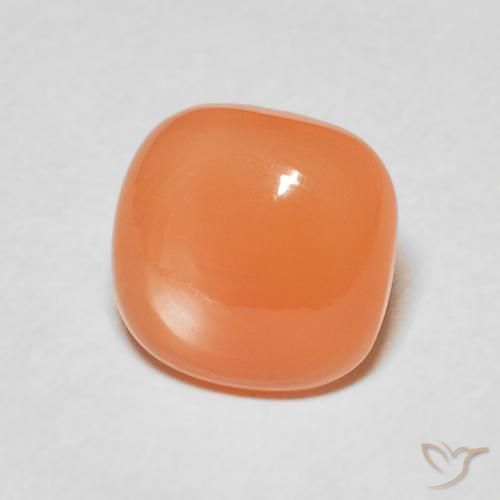 Pierre de lune Pêche Orange naturelle Coussin, 1.80 ct, Translucide