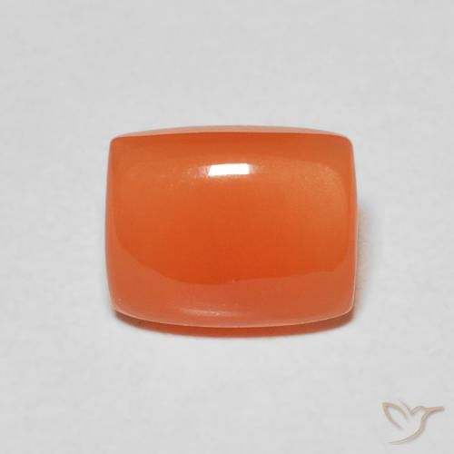 Pierre de lune Orange rougeâtre naturelle Coussin, 2.12 ct, Translucide