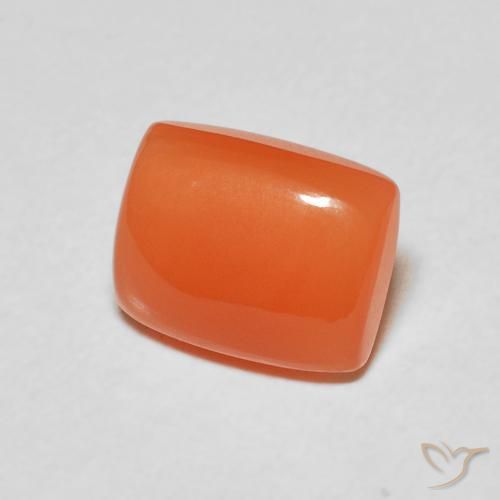 Pierre de lune Orange rougeâtre naturelle Coussin, 2.12 ct, Translucide
