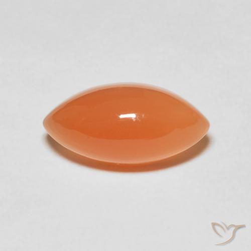 Pierre de lune orange en vrac de 3,72 ct, taille marquise de 14 x 7 mm d'Inde, Photo A