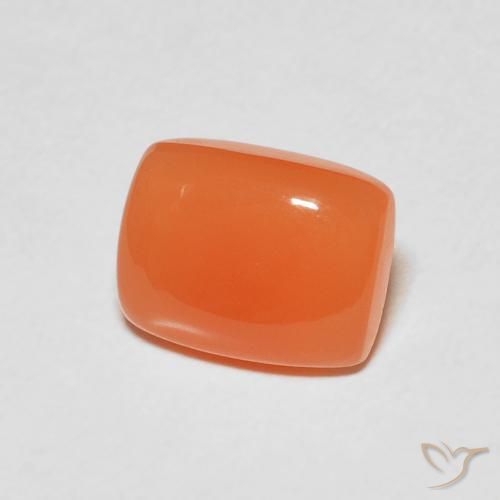 Pierre de lune Orange abricot chaud naturelle Coussin, 2.09 ct, Translucide