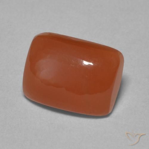 Pierre de lune Orange rougeâtre naturelle Coussin, 2.33 ct, Translucide