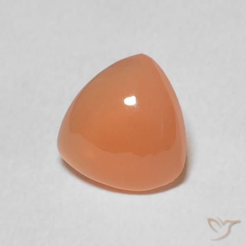Pierre de lune Pêche Orange naturelle Trillion, 1.41 ct, Translucide