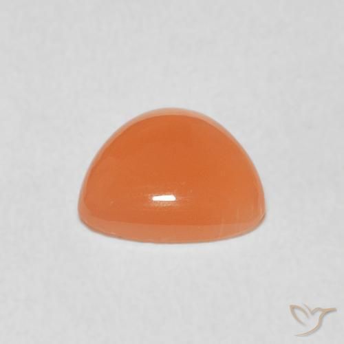 Pierre de lune Pêche Orange naturelle Trillion, 1.14 ct, Translucide