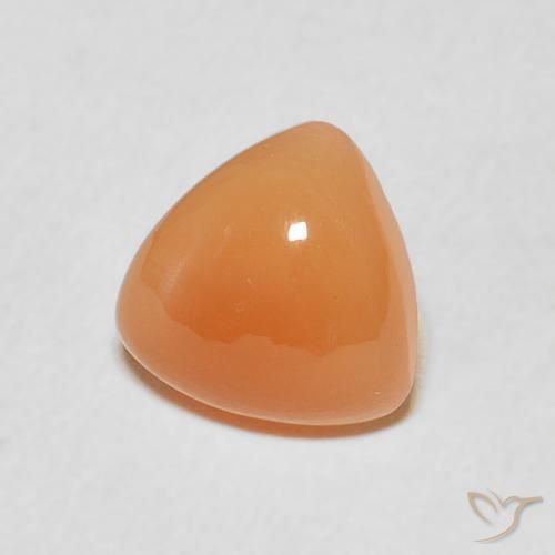Pierre de lune Orange cantaloup naturelle Trillion, 1.60 ct, Translucide