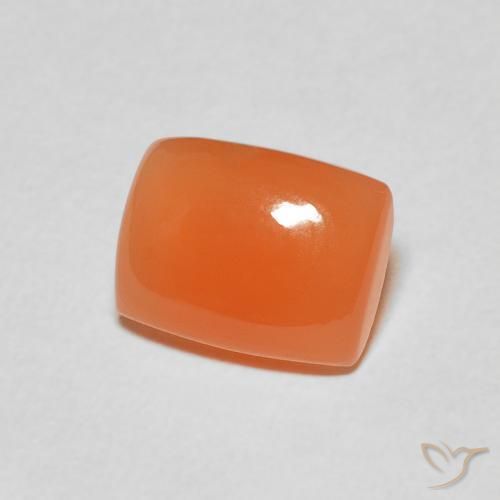 Pierre de lune Orange rougeâtre naturelle Coussin, 2.07 ct, Translucide
