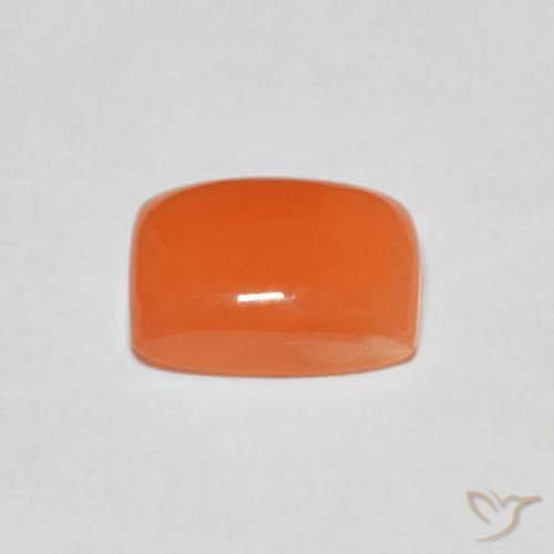 Pierre de lune Orange rougeâtre naturelle Coussin, 2.07 ct, Translucide