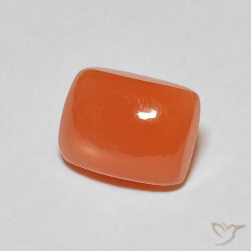 Pierre de lune Orange feu naturelle Coussin, 2.54 ct, Translucide