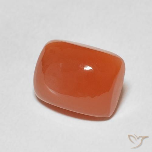 Pierre de lune Orange rougeâtre naturelle Coussin, 2.61 ct, Translucide