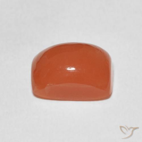 Pierre de lune Orange rougeâtre naturelle Coussin, 2.61 ct, Translucide