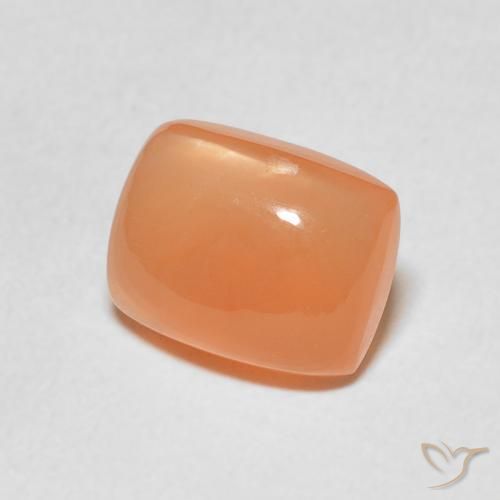Pierre de lune Orange abricot chaud naturelle Coussin, 2.44 ct, Translucide
