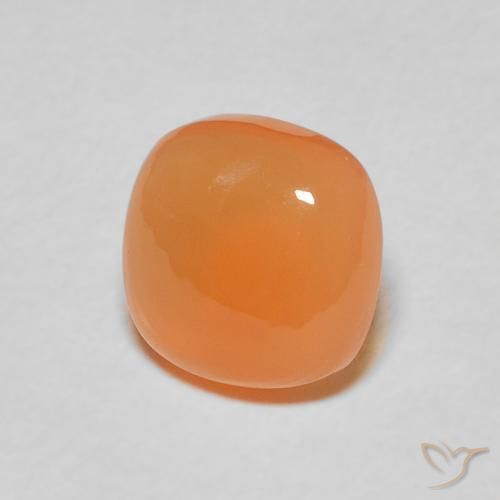 Pierre de lune Orange abricot chaud naturelle Coussin, 2.07 ct, Translucide