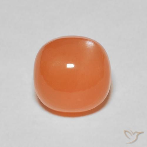 Pierre de lune Orange rougeâtre naturelle Coussin, 2.37 ct, Translucide