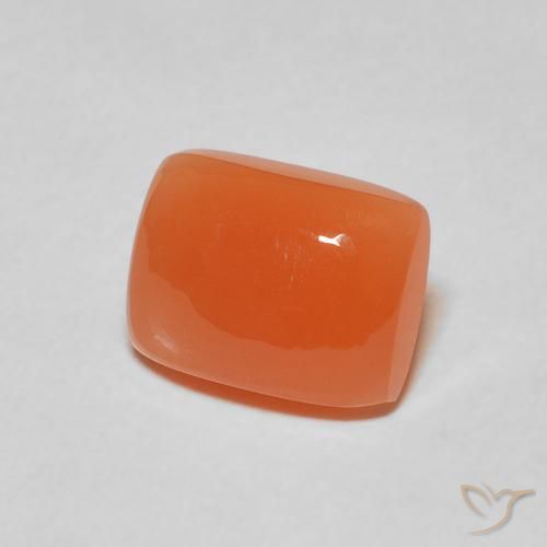 Pierre de lune Orange rougeâtre naturelle Coussin, 2.18 ct, Translucide