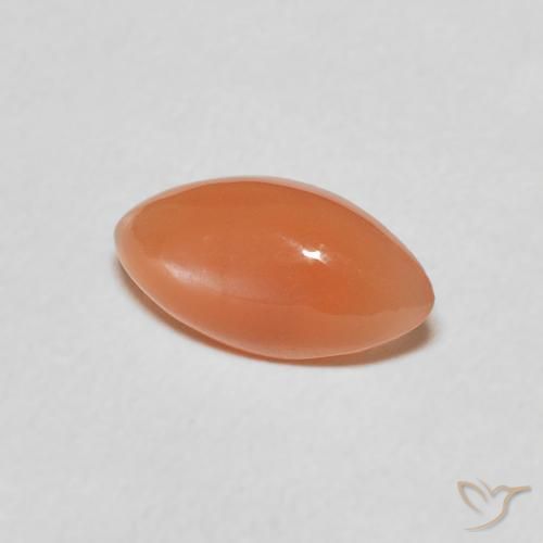 Pierre de lune Orange moyen naturelle Marquise, 0.89 ct, Translucide