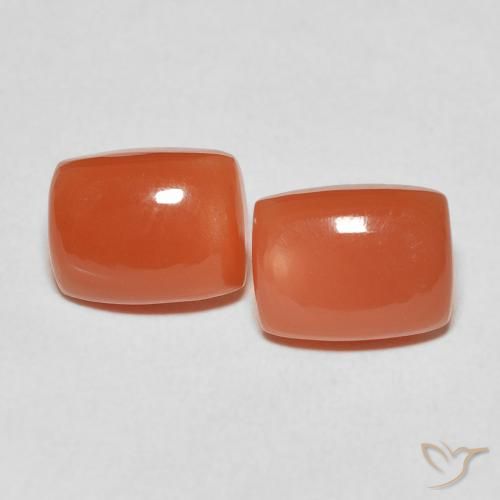 4.60ctw Naturel Orange moyen Pierre de lune, Coussin, Translucide