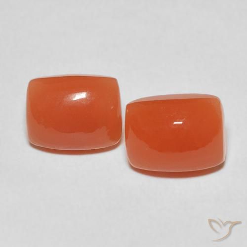 4.77ctw Naturel Orange feu Pierre de lune, Coussin, Translucide
