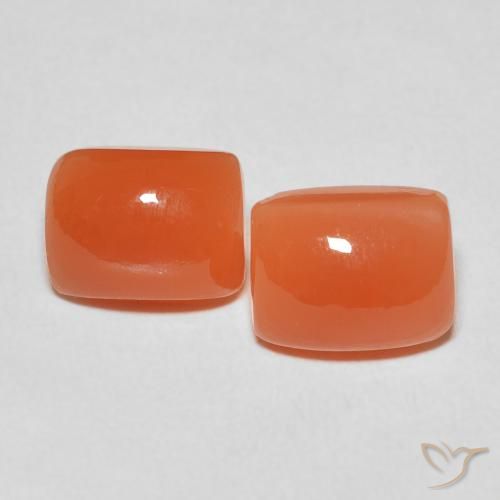 5.26ctw Naturel Orange feu Pierre de lune, Coussin, Translucide